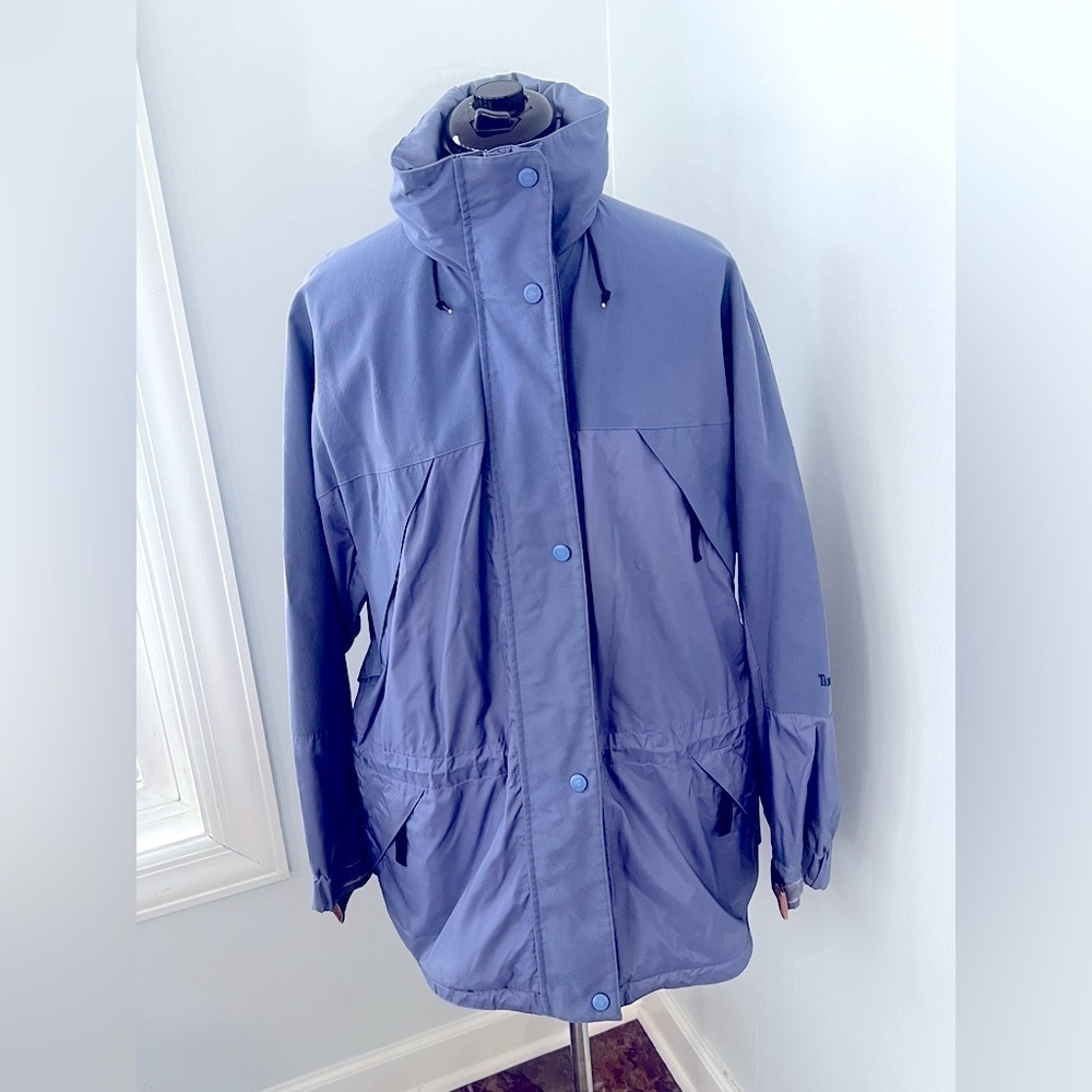 Vintage Timberland Weathergear Sz L Blue Rain Water Resistant Hooded Jacket